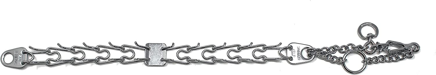 Herm Sprenger interlocking links with removable sections for custom sizing.