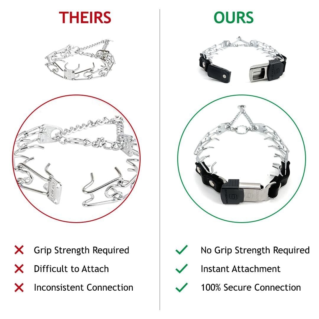Herm Sprenger Oring accessory on collar promotes easy adjustment and reduced tangling