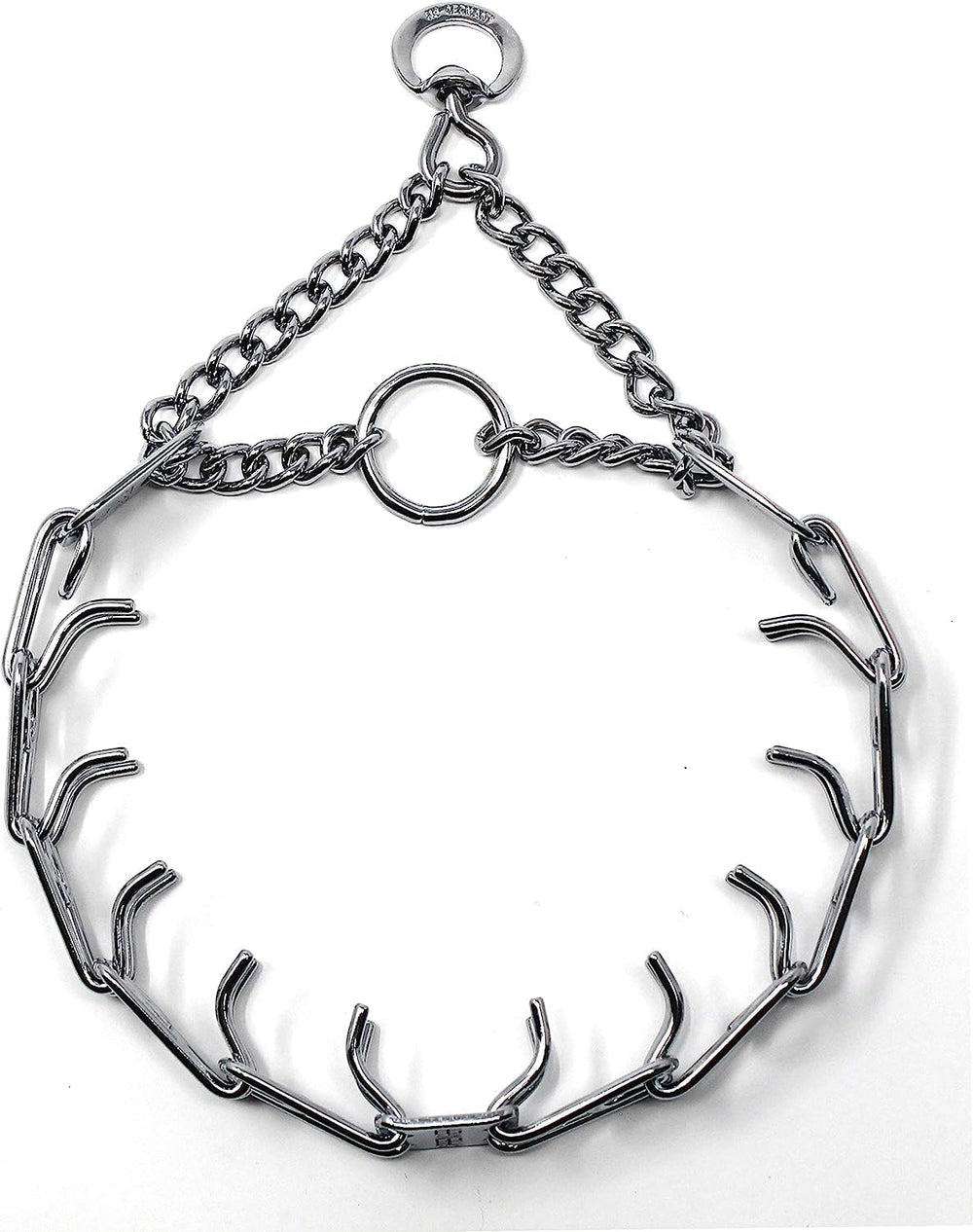 Herm Sprenger prong collar close-up highlighting chrome plating for durability