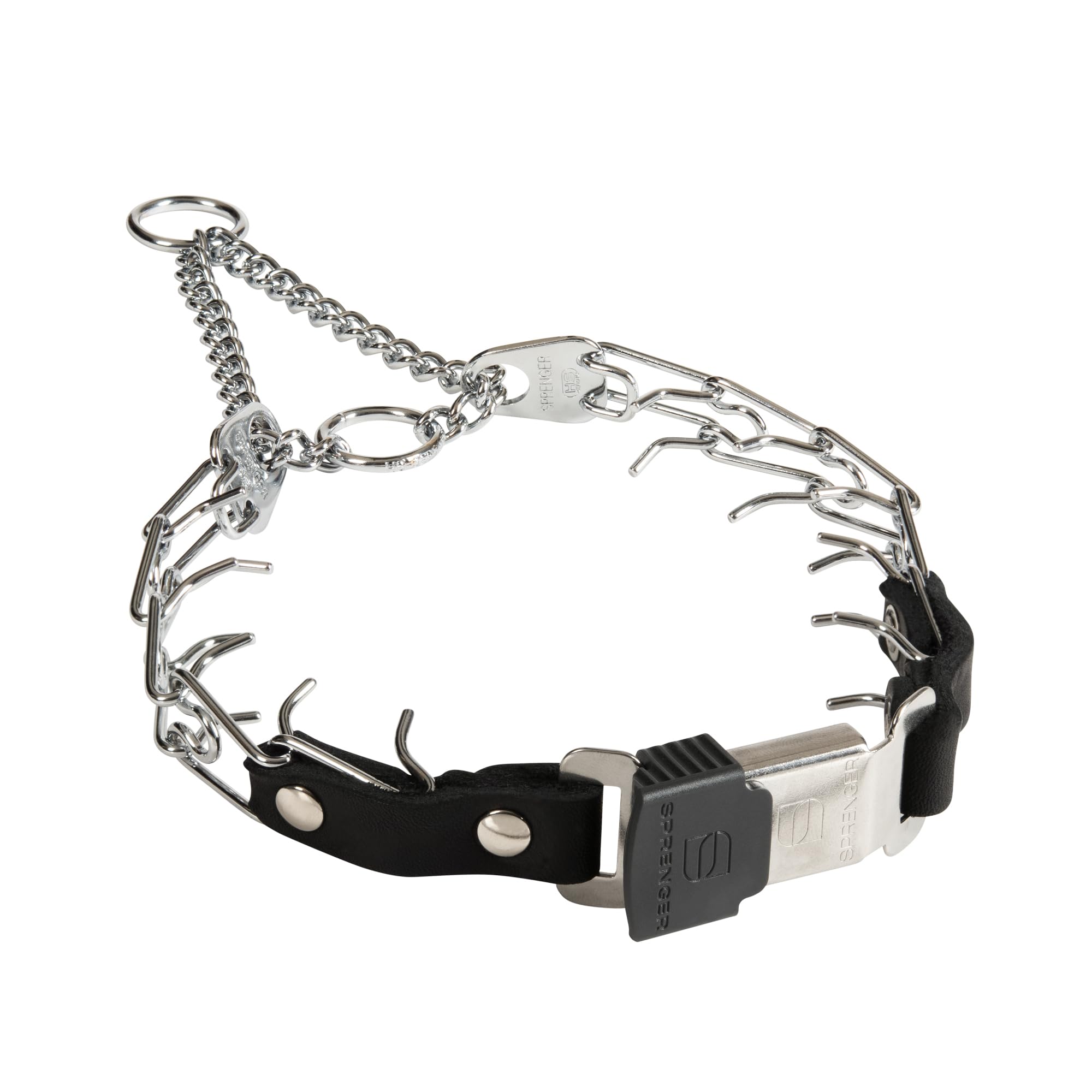 Herm Sprenger prong collar with quick-release enables smoother, tangle-free training sessions