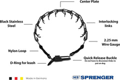 Herm Sprenger prong collar removable links allow easy size adjustments for growing dogs.