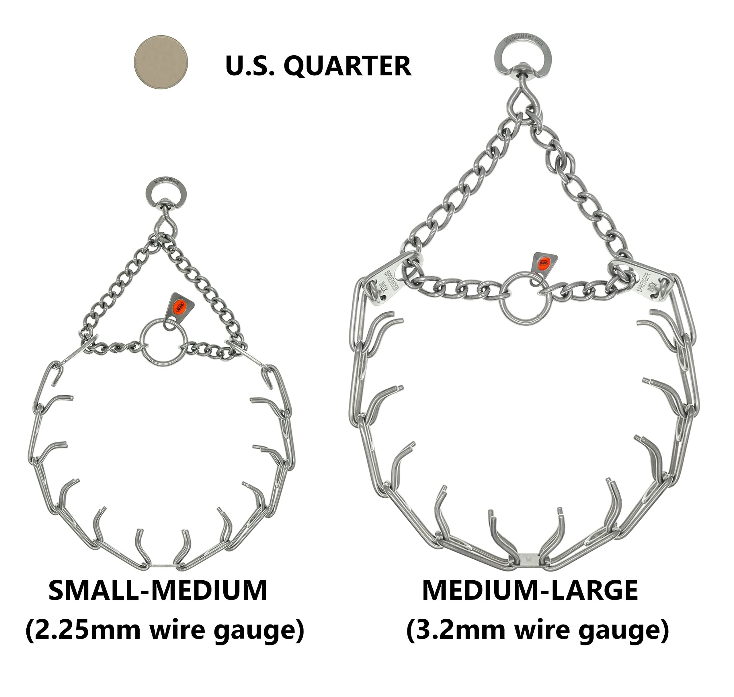 Herm Sprenger collar size-adjustment capability with extra links for fit