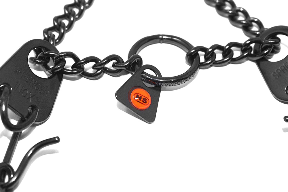 Herm Sprenger rust-resistant black stainless steel collar ready for outdoor use
