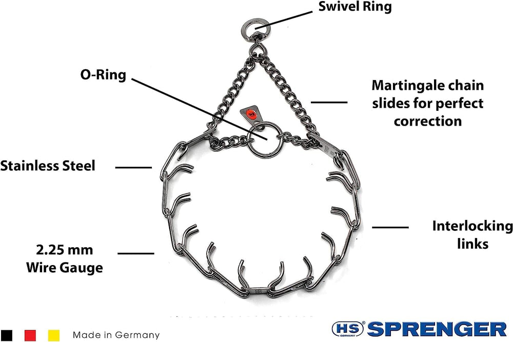 Herm Sprenger small collar, 2.25mm, 16 inches, fits necks up to 13 inches.
