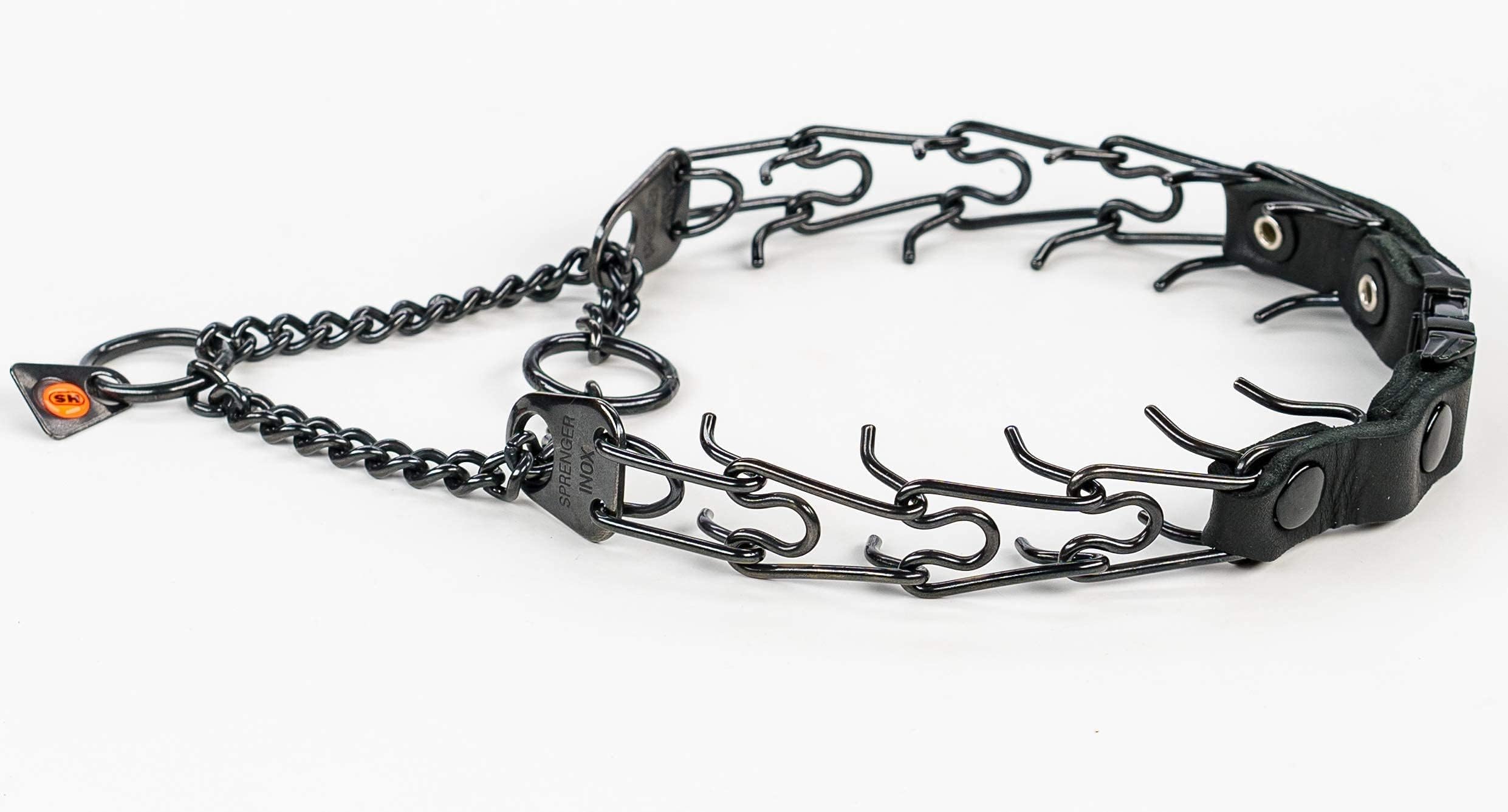 Herm Sprenger training collar safety focus reduces harsh tension during sessions.