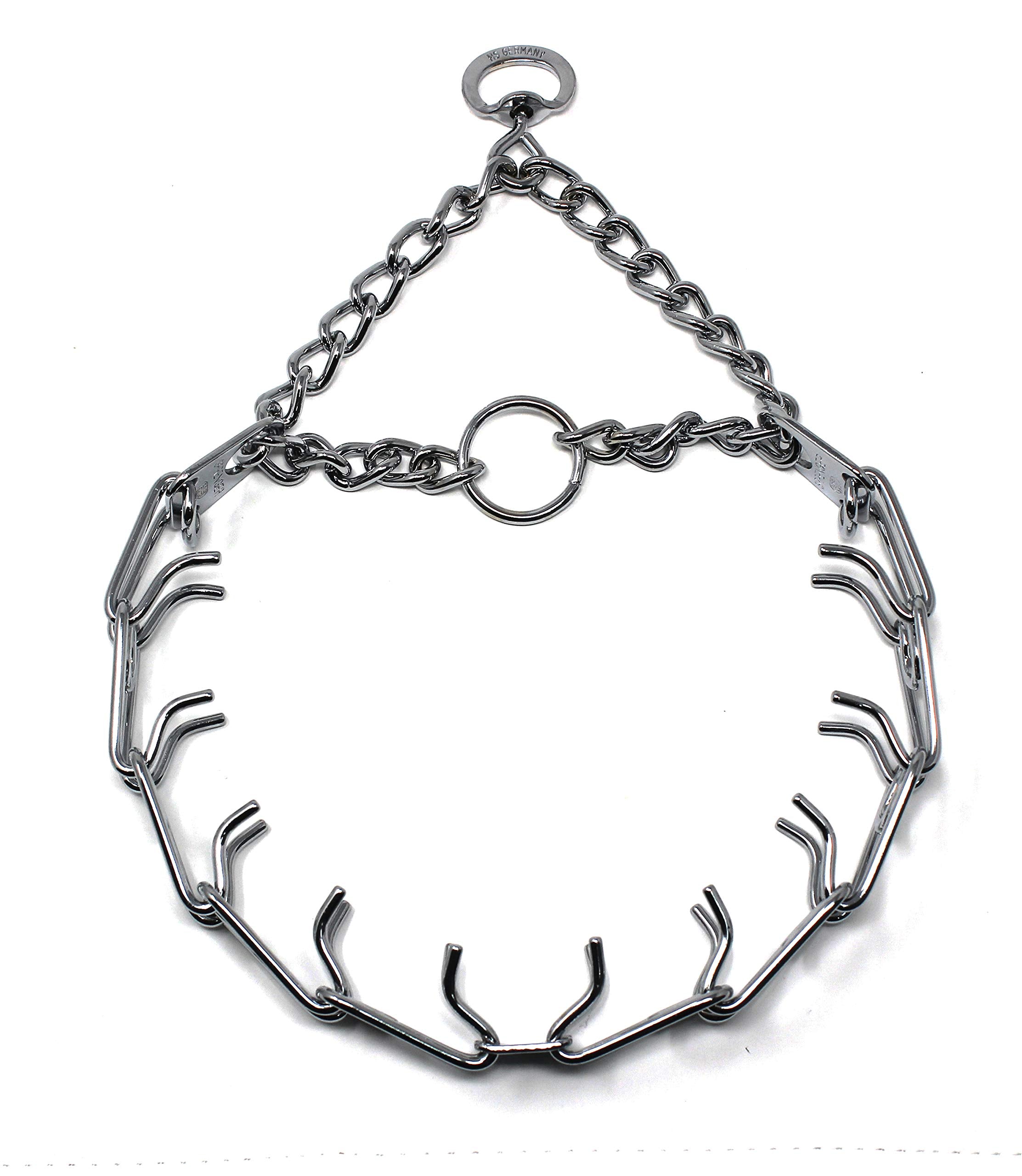 Herm Sprenger Ultra-Plus collar front view highlights durable chrome plating for training.