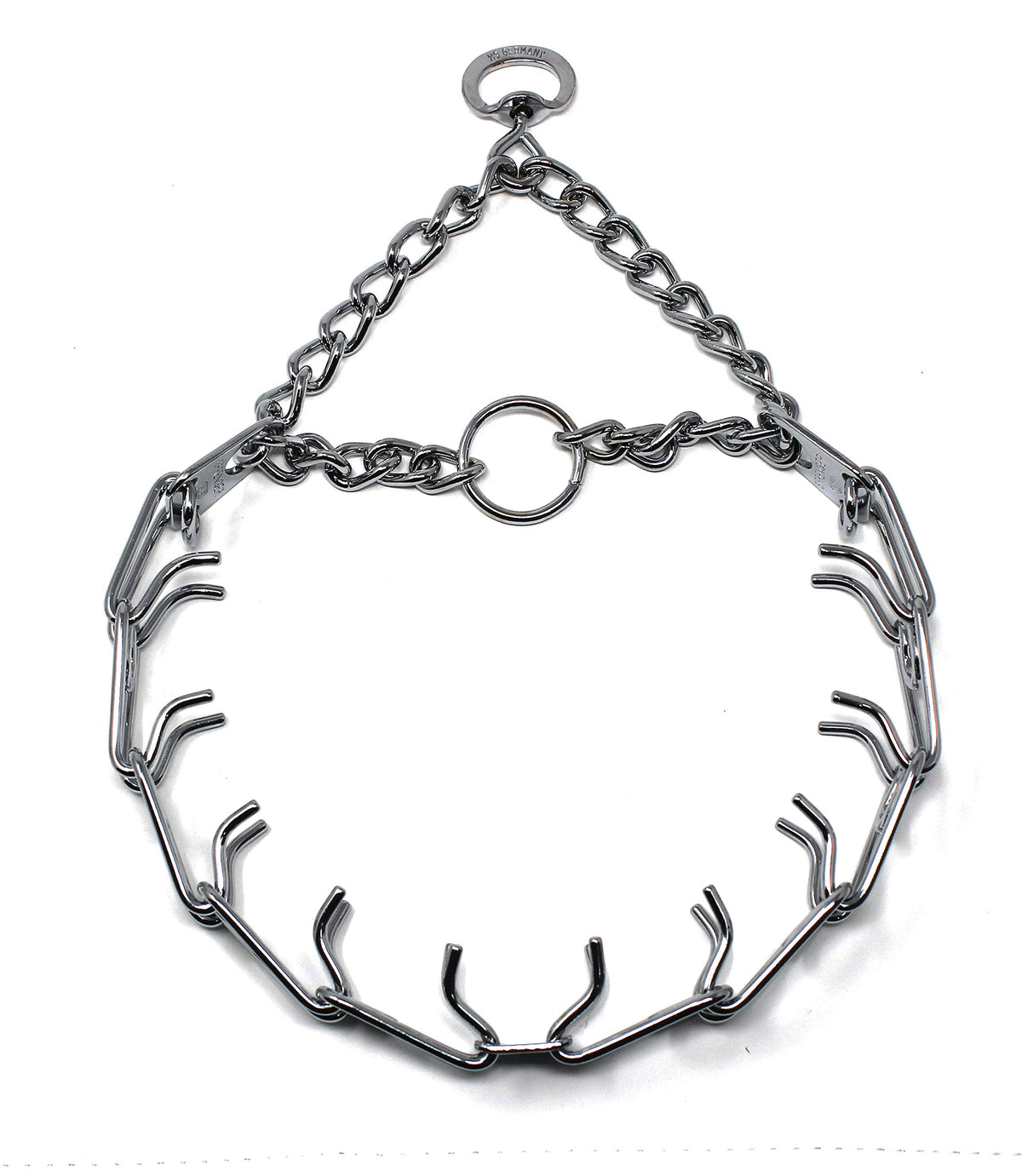 Herm Sprenger Ultra-Plus collar front view highlights durable chrome plating for training.