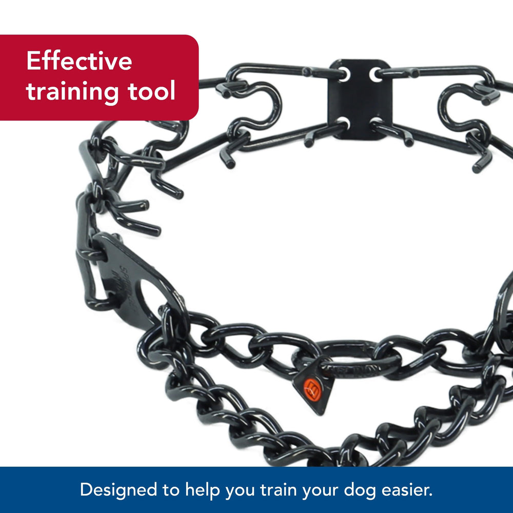 Herm Sprenger Ultra-Plus center plate design close-up emphasizes balanced signaling during training.