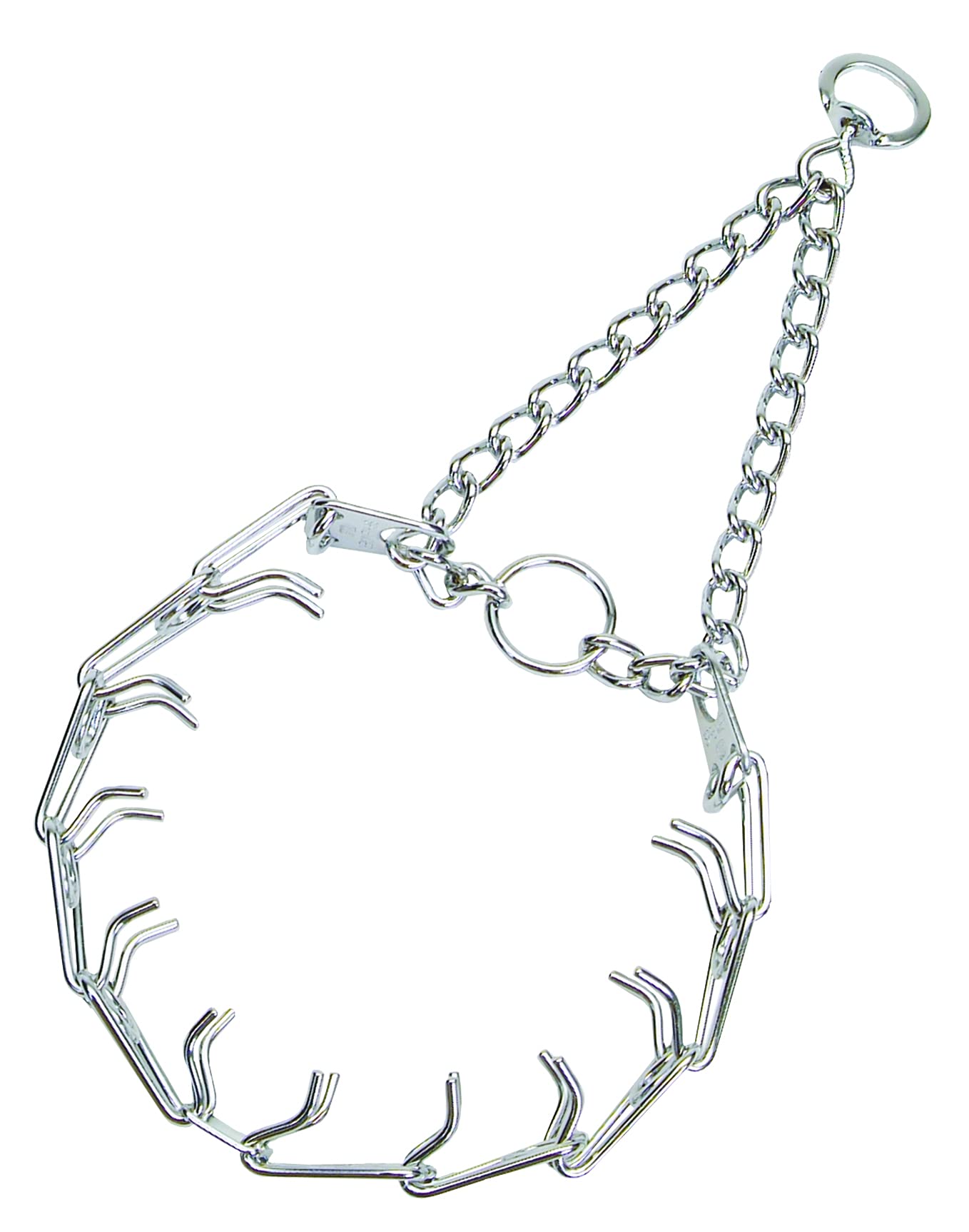 Herm Sprenger Ultra-Plus prong collar chrome 3mm on neck for training.
