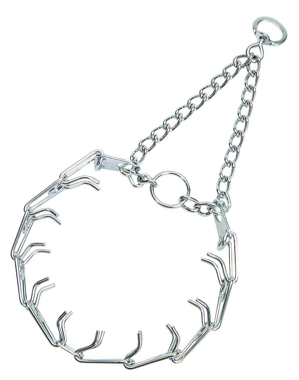 Herm Sprenger Ultra-Plus prong collar chrome 3mm on neck for training.