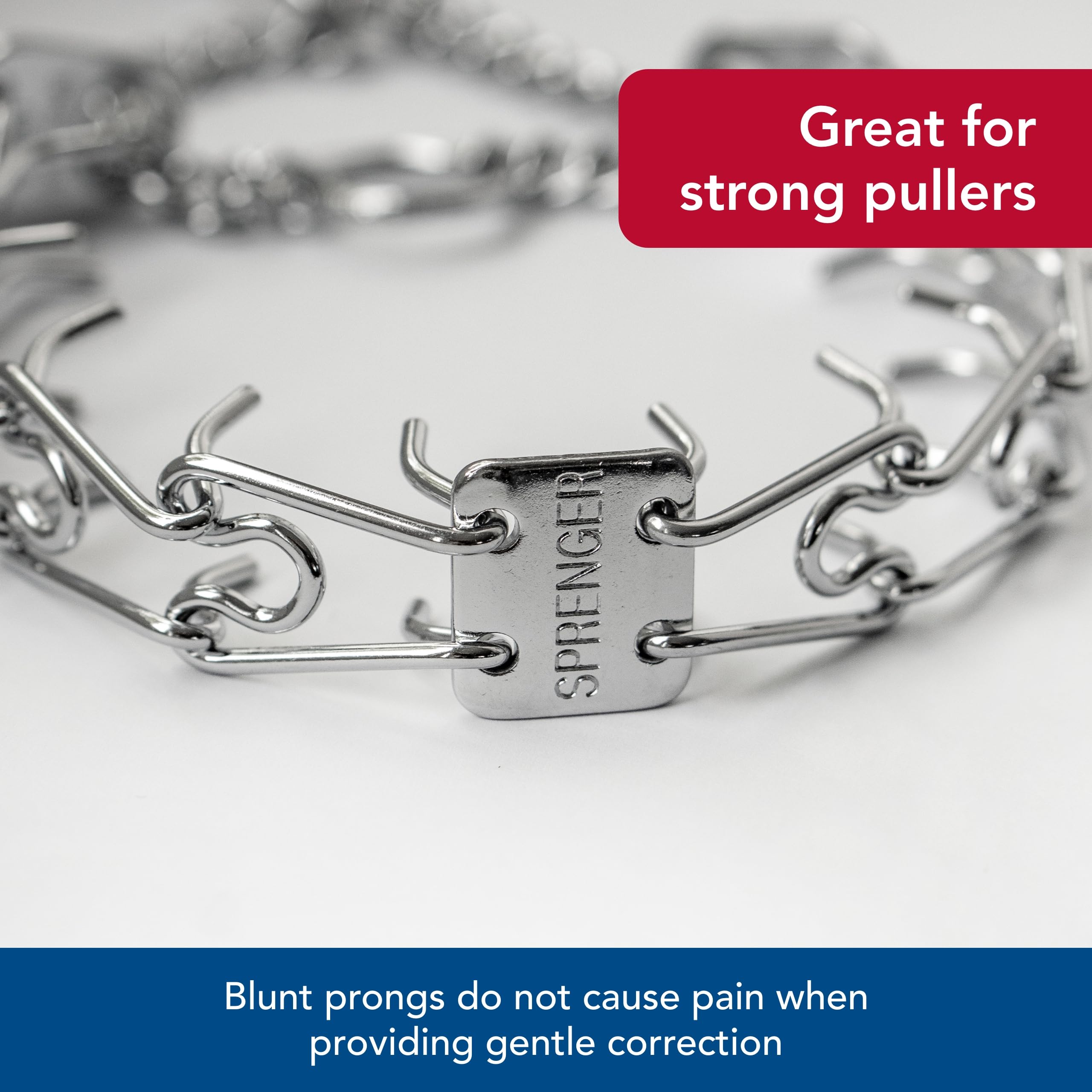 Herm Sprenger Ultra-Plus prong collar chrome side profile shows sturdy chain construction
