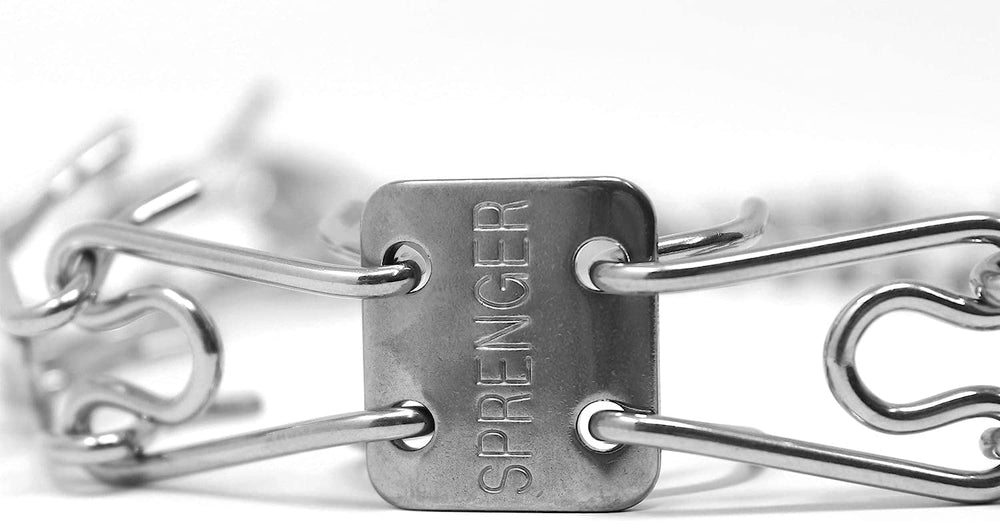 Herm Sprenger Ultra Plus interlocking links allow easy length adjustments for different breeds.
