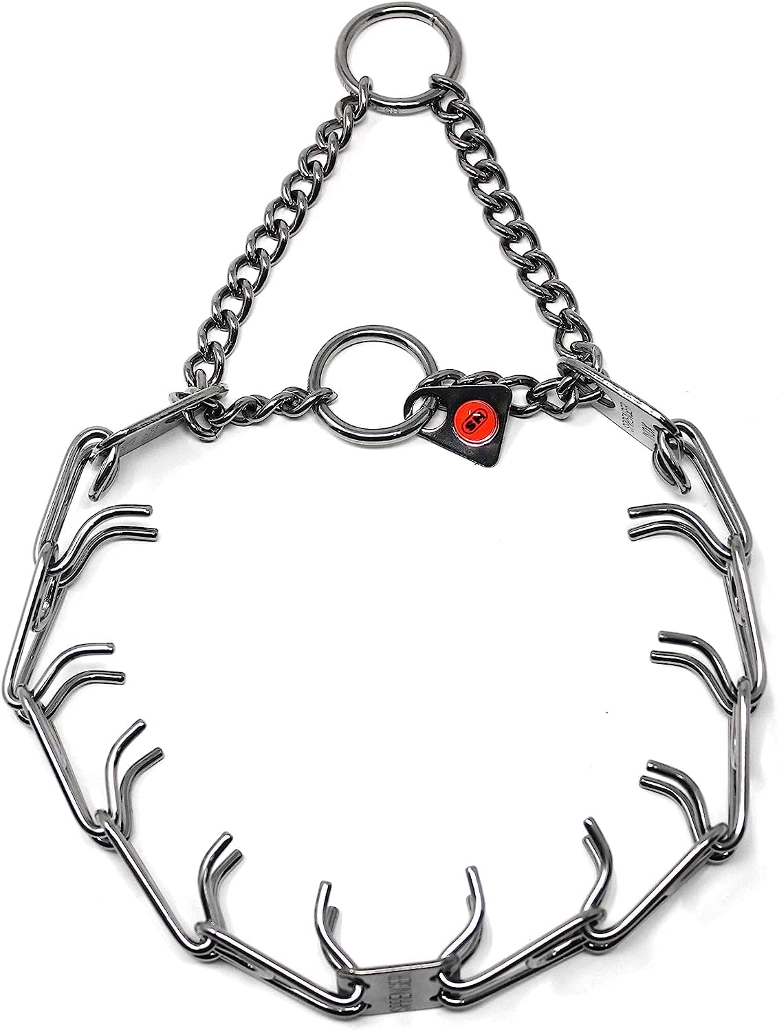 Herm Sprenger Ultra Plus prong collar side view shows sturdy stainless steel for reliable training sessions.