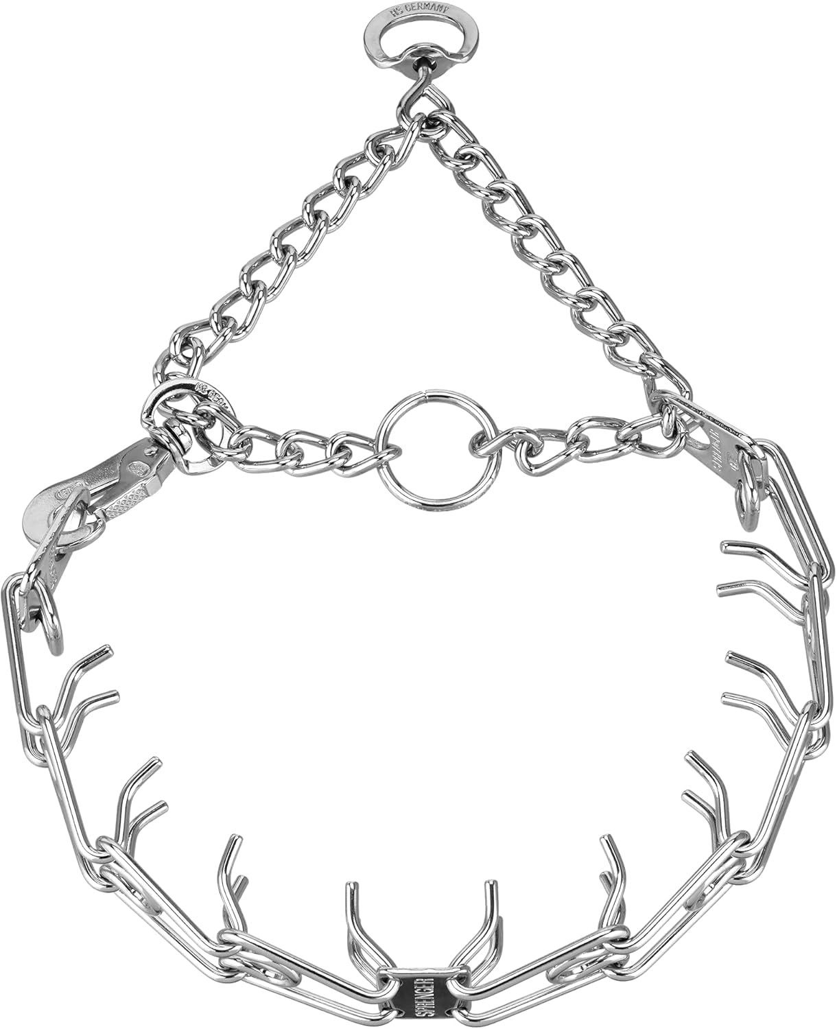 Herm Sprenger Ultra-Plus prong dog collar with snap demonstrates quick-release convenience for training sessions.