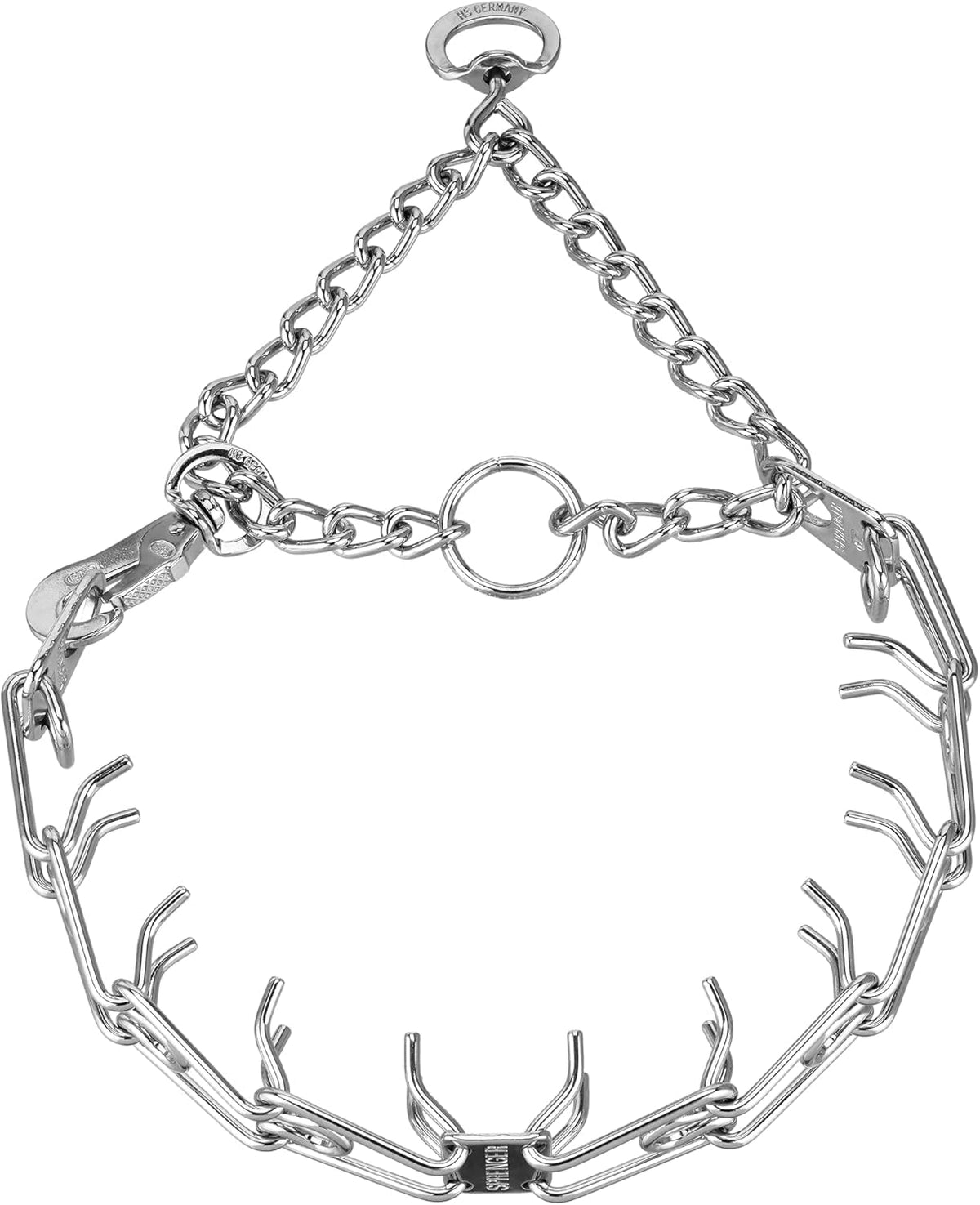 Herm Sprenger Ultra-Plus prong dog collar with snap demonstrates quick-release convenience for training sessions.