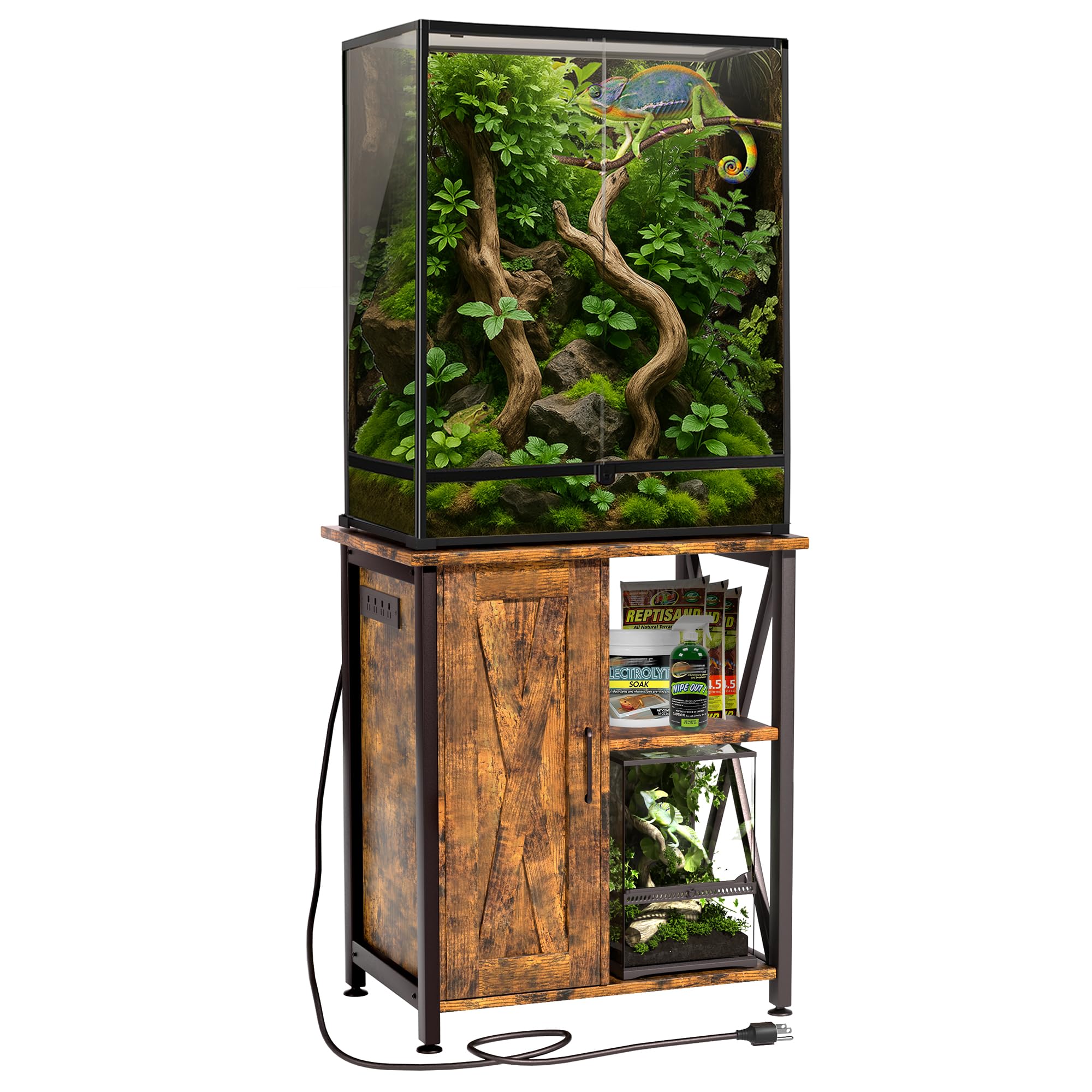 Herture 45-67 gallon stand with 24x18 tabletop for a sturdy reptile habitat.