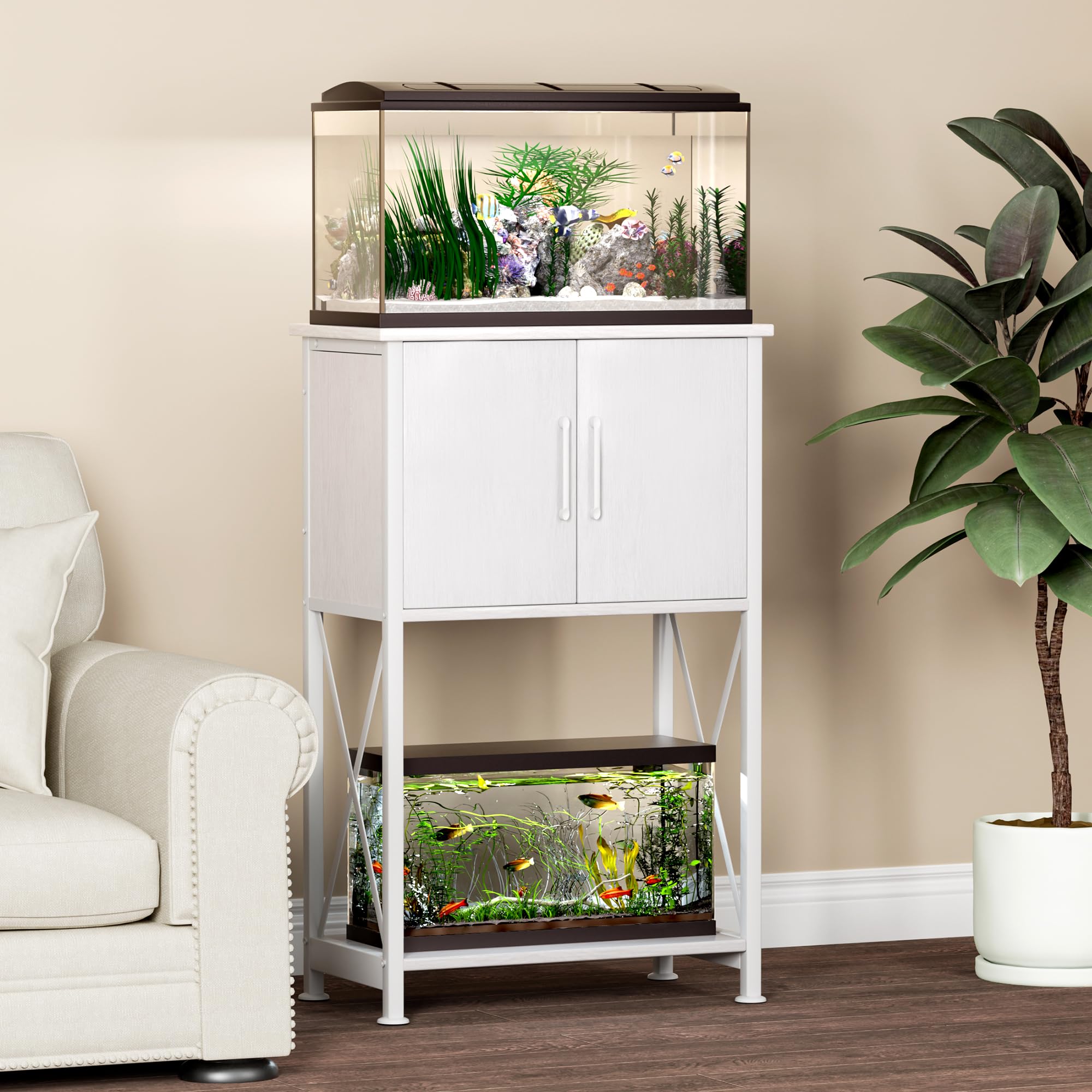 Herture fish tank stand cabinet storage keeps gear organized and accessible.