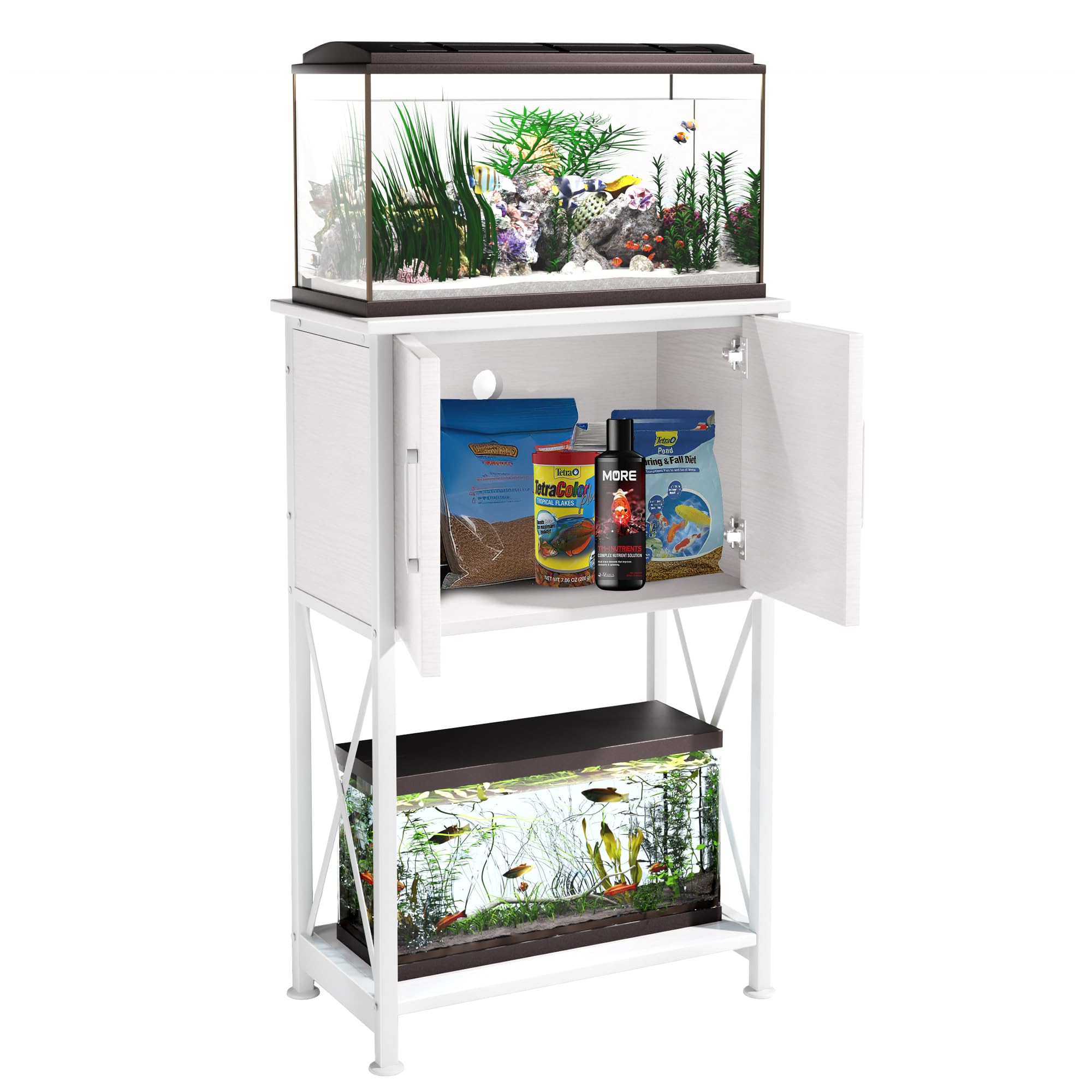 Herture fish tank stand smooth door operation keeps supplies tidy.