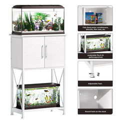 Herture fish tank stand side profile highlights sturdy steel frame and wobble-free design.