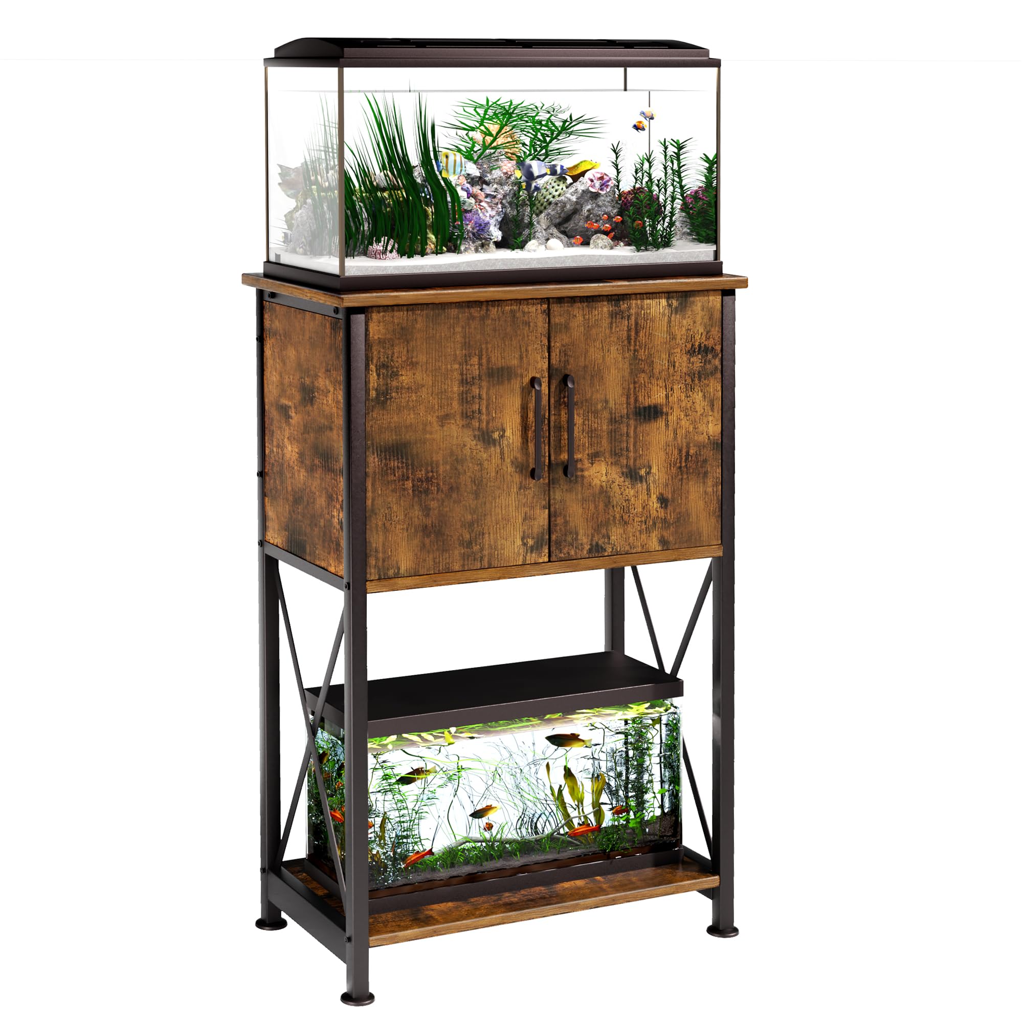 Herture fish tank stand top view showcases a 20.5 by 11.02 inch desktop that supports 5-10 gallon tanks.