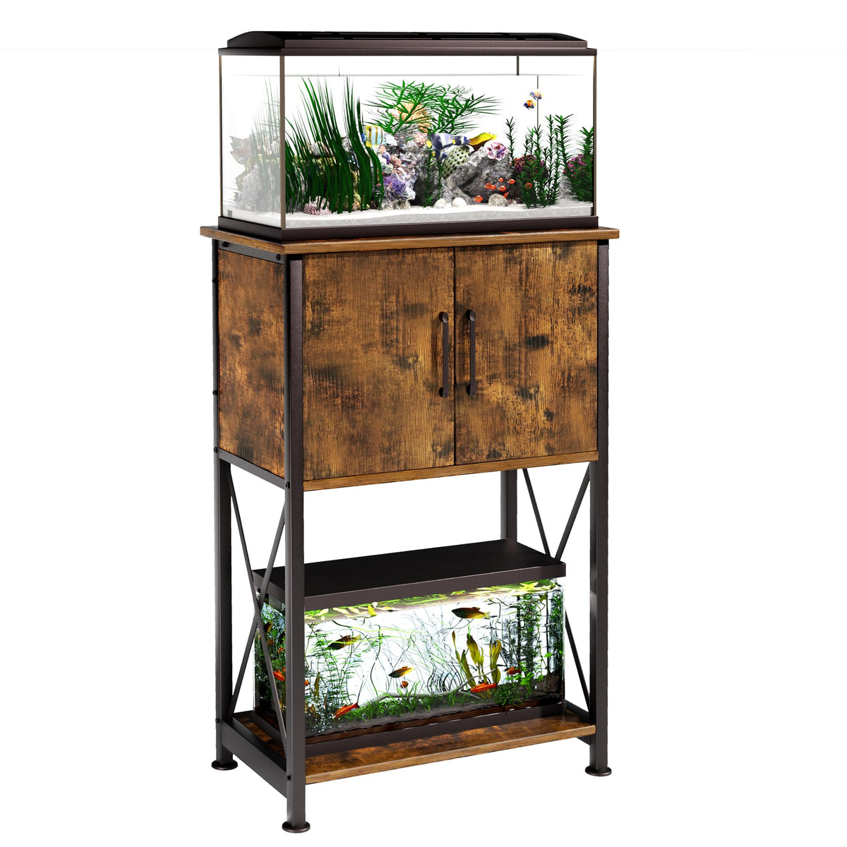 Herture fish tank stand top view showcases a 20.5 by 11.02 inch desktop that supports 5-10 gallon tanks.