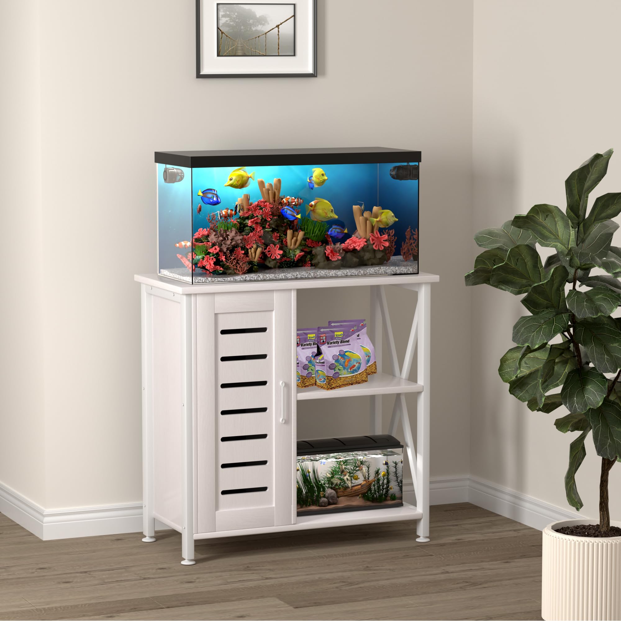 Herture stand modern design complements decor while keeping aquatics organized