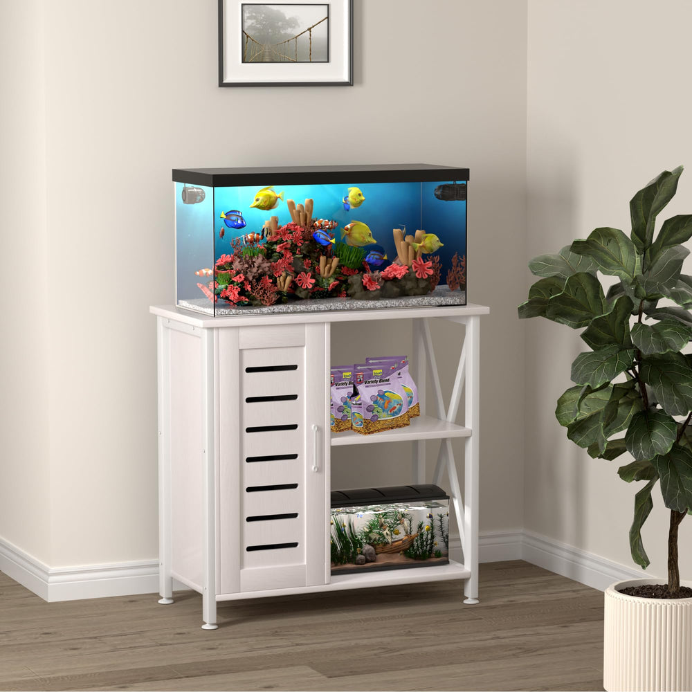 Herture stand modern design complements decor while keeping aquatics organized