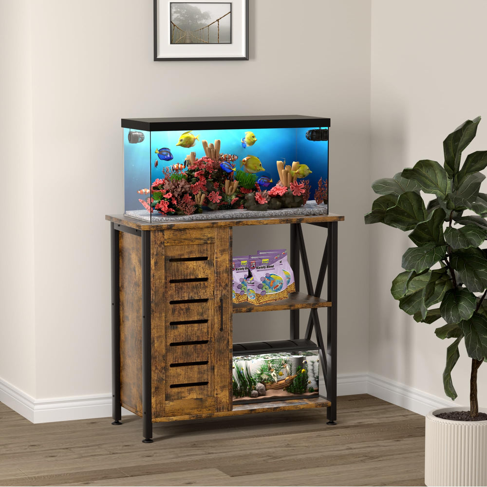 Herture stand rustic brown finish complements home decor and aquascaping