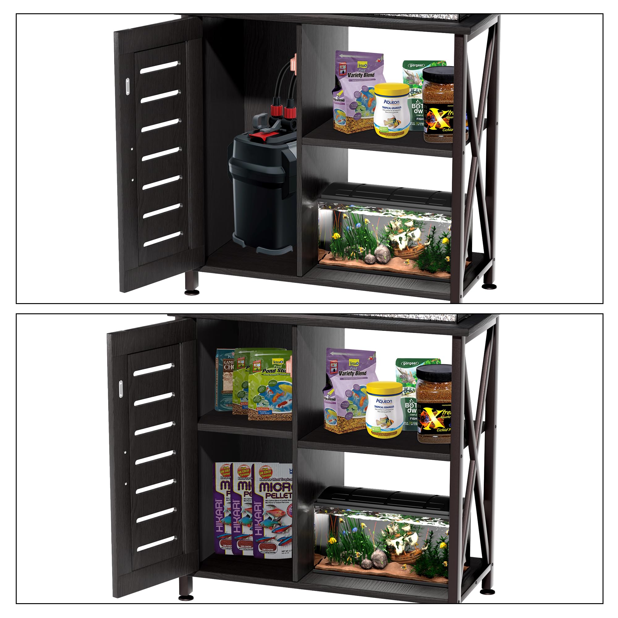 Herture stand features a durable steel frame with MDF panels for longevity.