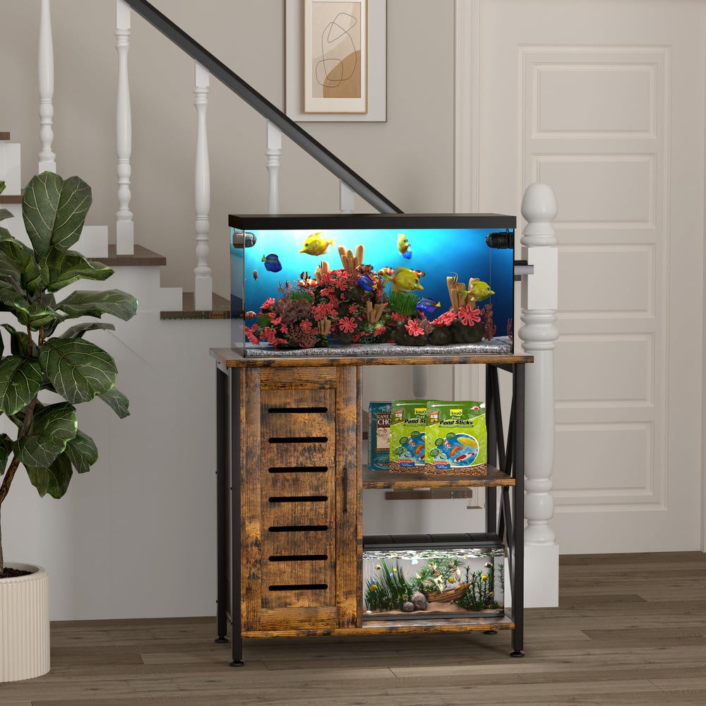 Herture stand sturdy metal frame ensures durability for active aquariums