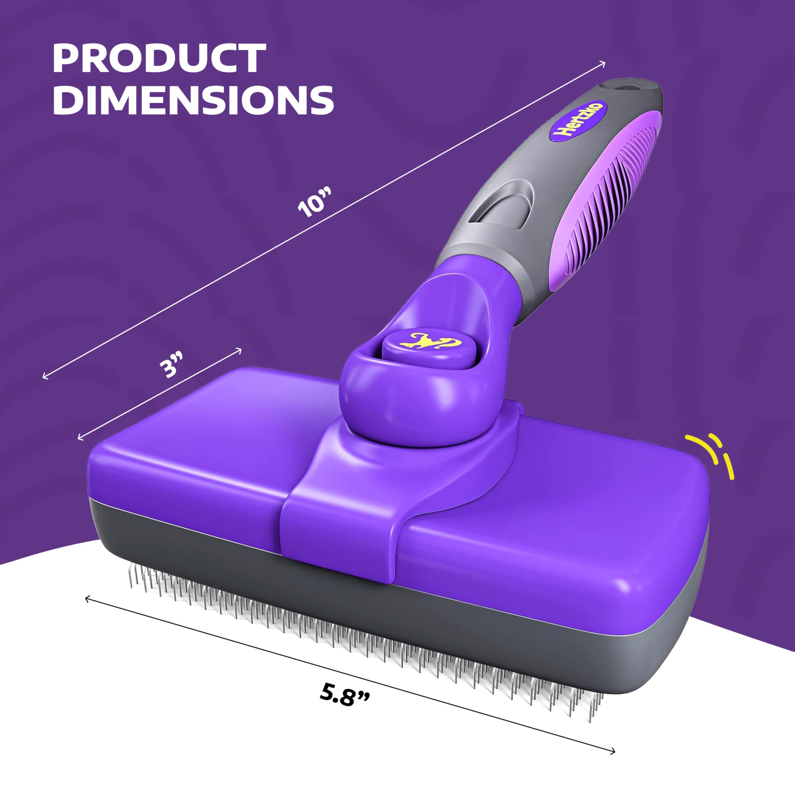 Hertzko brush showing retractable bristles for easy cleanup after grooming