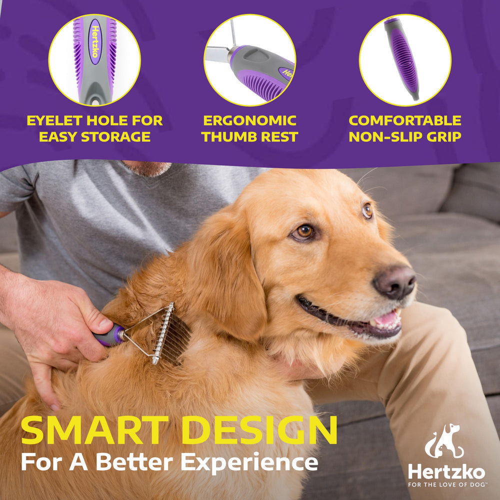 Hertzko dematting comb safe rounded edges protect skin during brushing