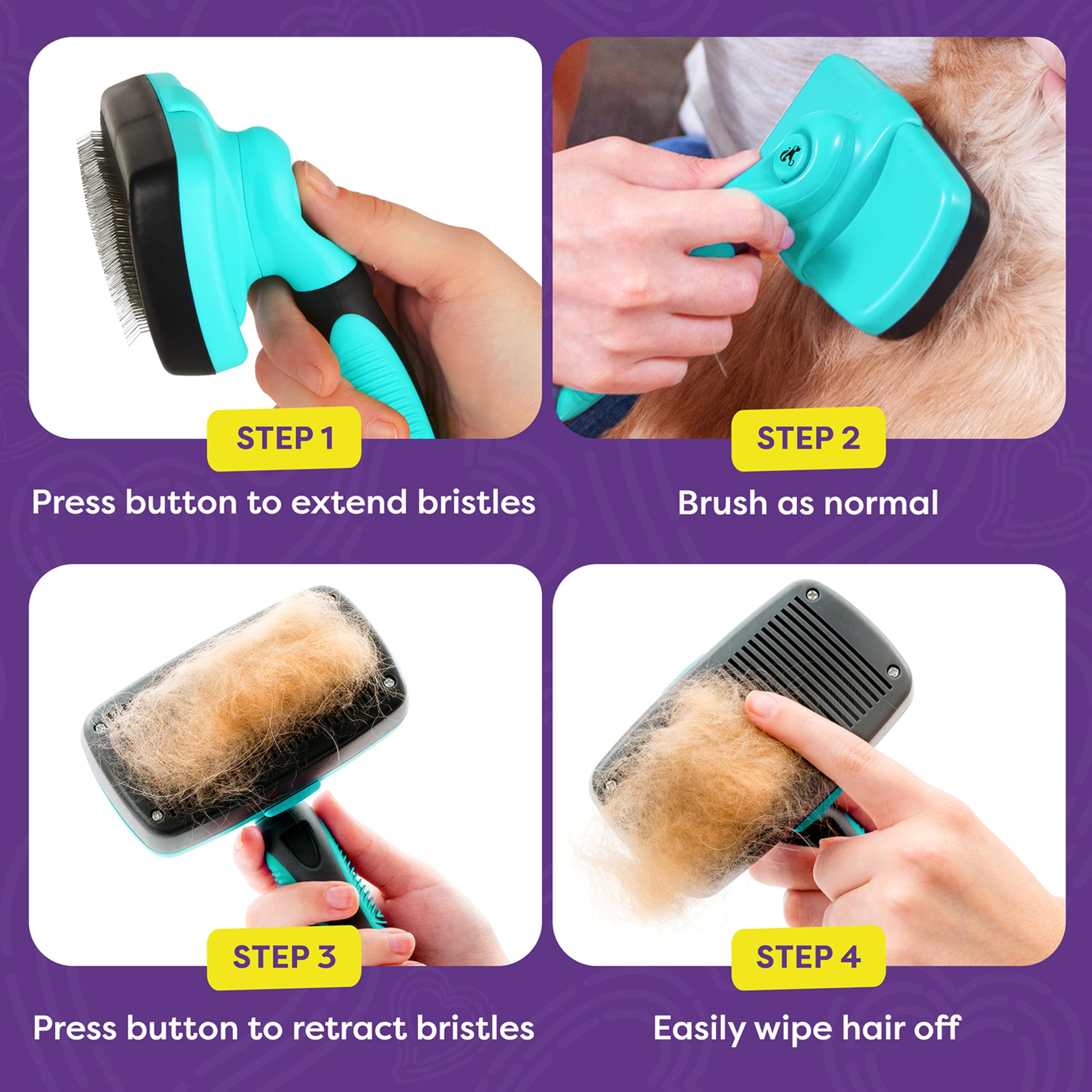 Hertzko grooming brush for dogs and cats reduces shedding mess on floors and furniture