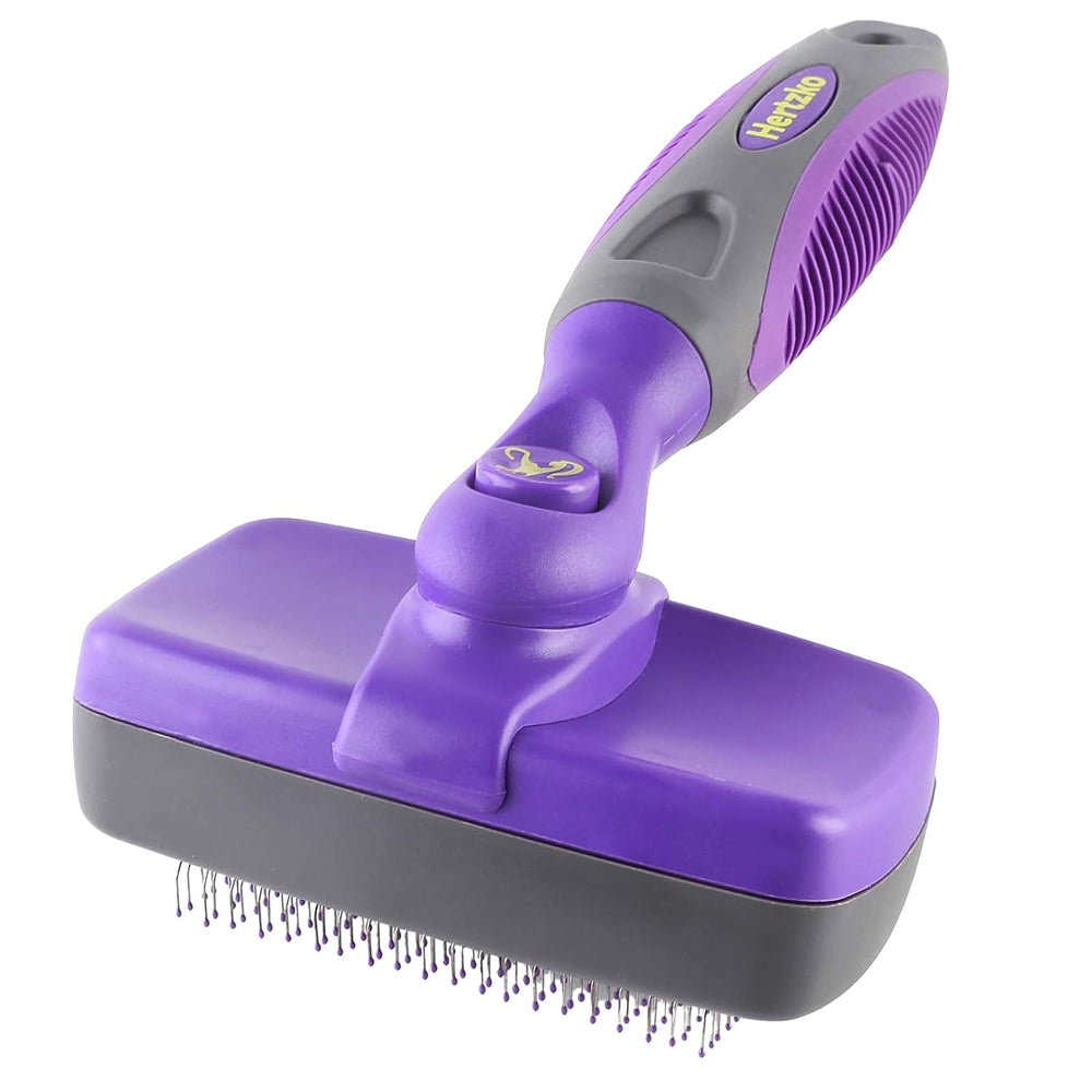 Hertzko self-cleaning slicker brush bristle head eases knot removal during grooming sessions.