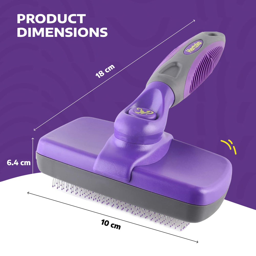 Hertzko self-cleaning slicker brush undercoat grooming reduces loose hair and dander effectively.