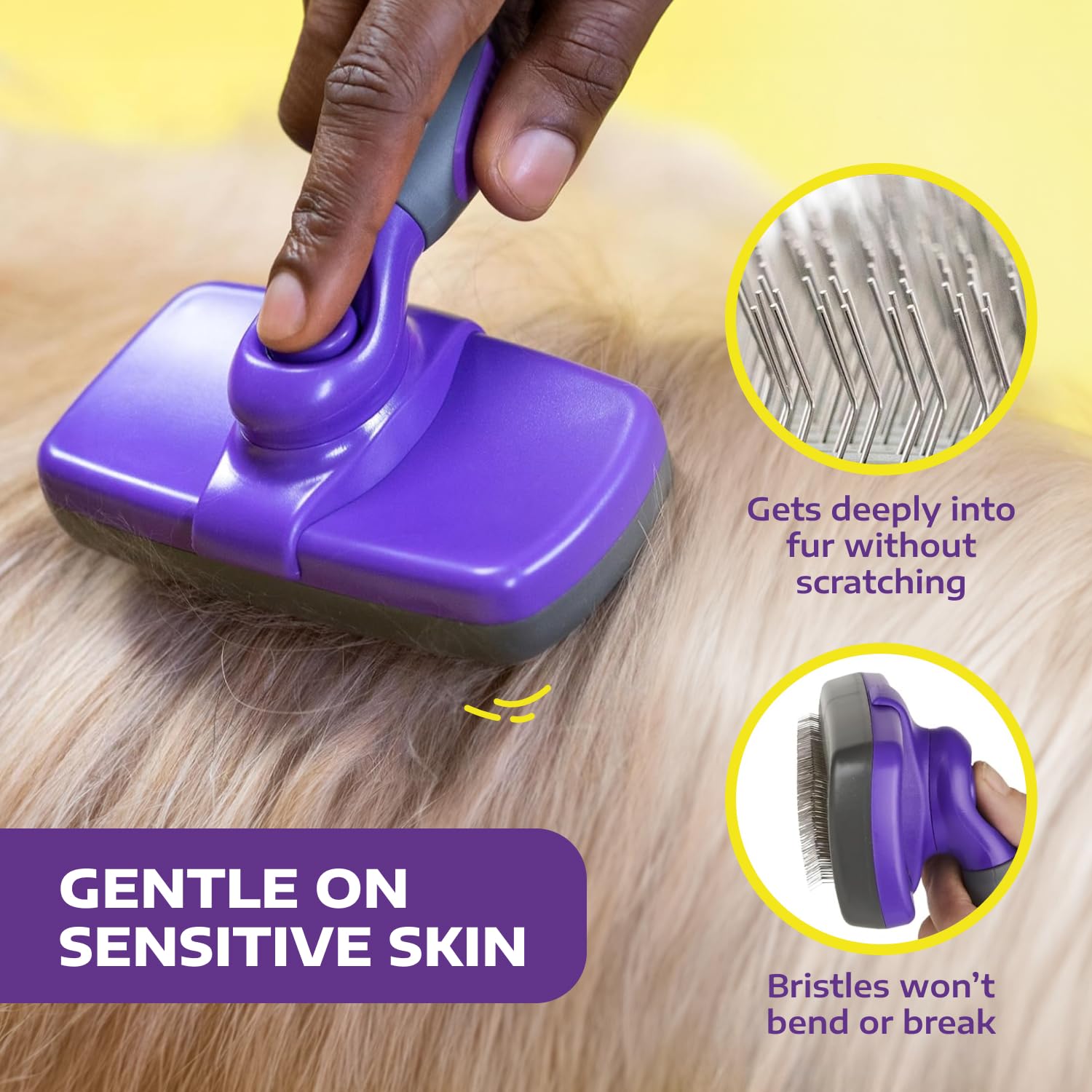 Hertzko slicker brush ergonomic-comfort grip supports extended grooming without hand fatigue.