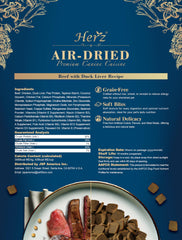 Herz air-dried dog food texture closeup highlights natural flavors for picky eaters