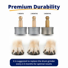 Heusom diamond coated drum tip emphasizes long lasting sharpness for extended grooming sessions.