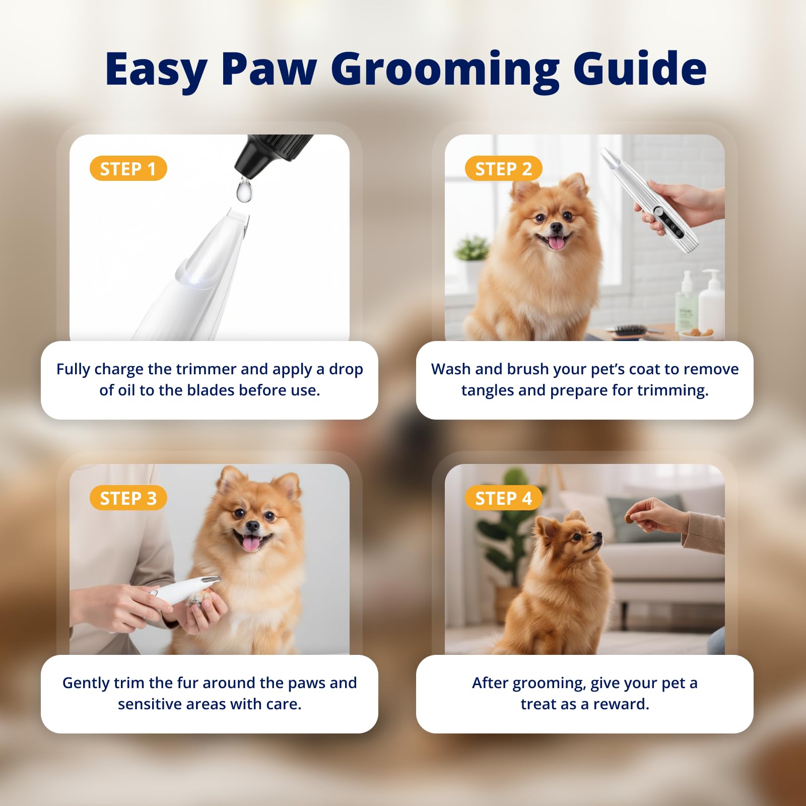 Heusom Silent Groom Pro grooming-kit includes charger, oil, and brush for convenience