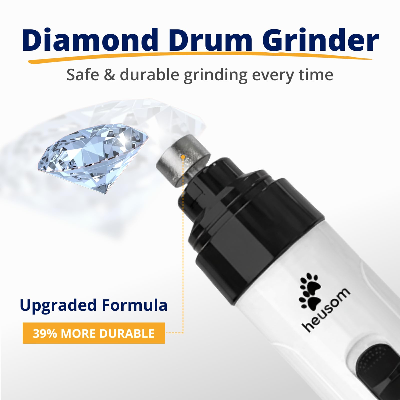Heusom Silent Groom Pro replacement drums demonstrate diamond coated durability for tough nails.