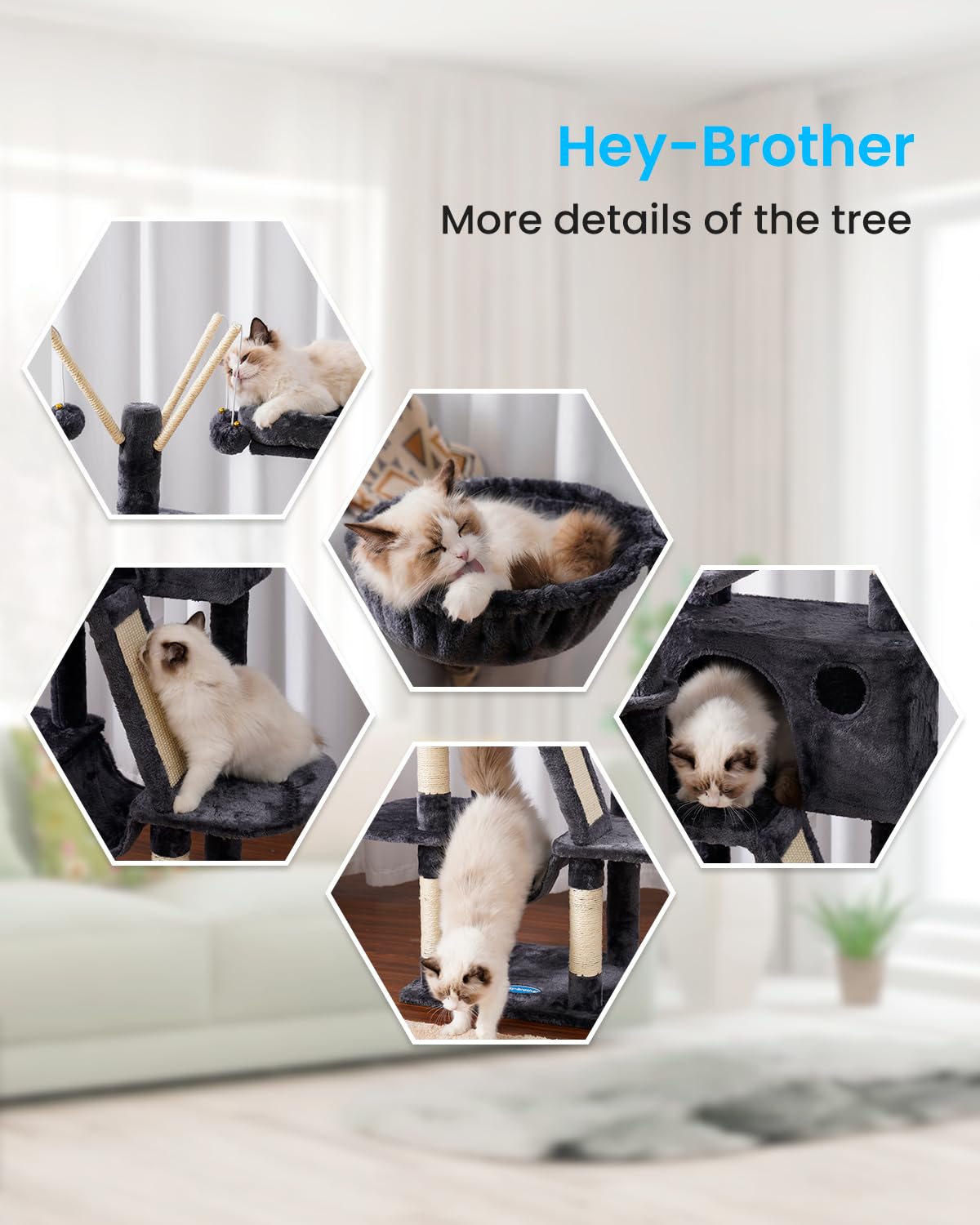 Hey-brother cat tree 53in-cat-condo: private retreat for hiding and observing.