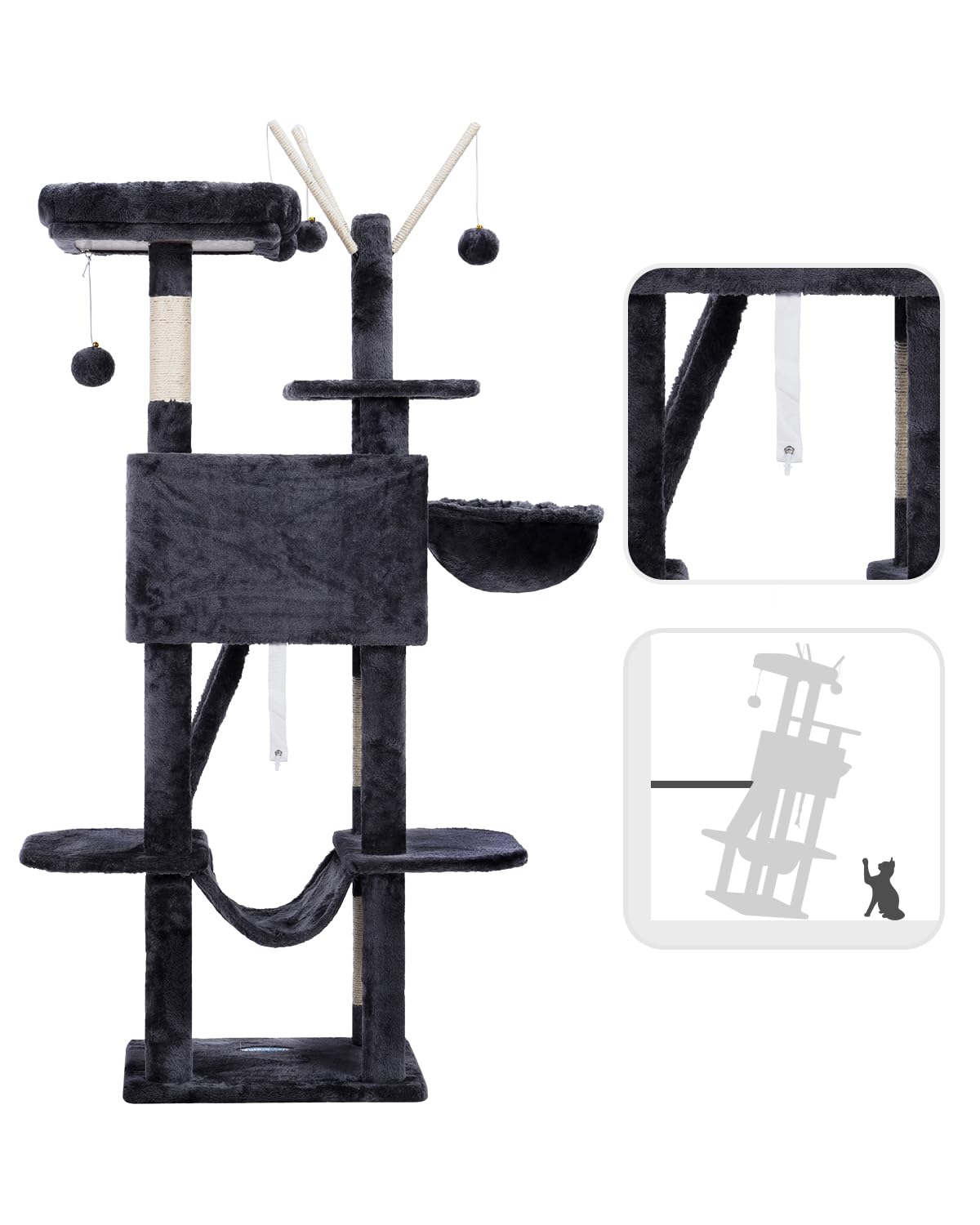 Hey-brother cat tree 53in-interactive-toy-balls: play enrichment for curious cats.