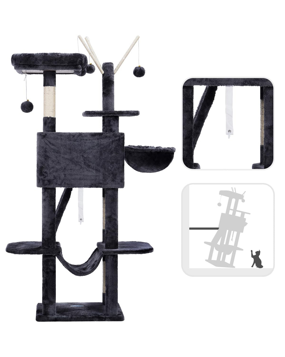 Hey-brother cat tree 53in-interactive-toy-balls: play enrichment for curious cats.