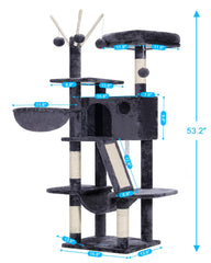 Hey-brother cat tree 53in-sisal-posts-wrapped: durable scratching surfaces for healthy claws.