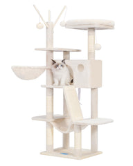 Hey-brother cat tree 53-inch tower base offers sturdy indoor lounging.