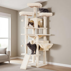 Hey-brother cat tree 71-inch height offers elevated view for curious indoor cats.