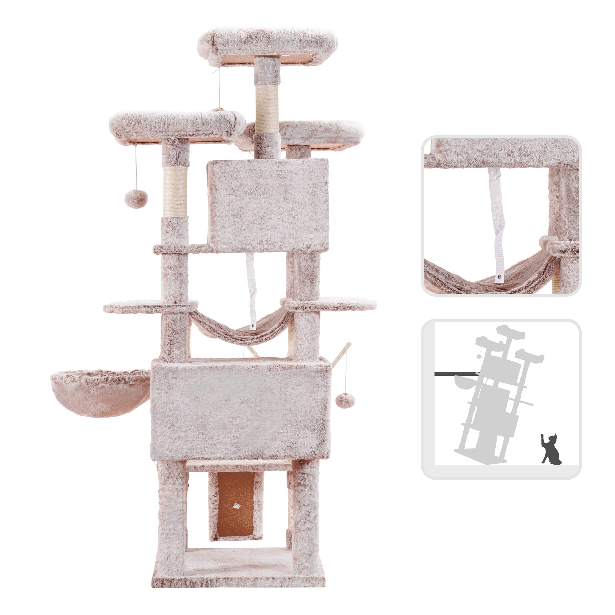Hey-brother cat tree anti-topple base ensures stability in busy homes.