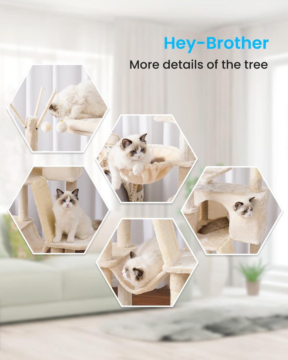 Hey-brother cat tree anti-topple design promotes confident climbing sessions.