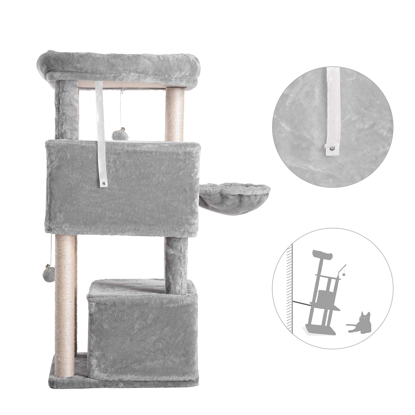 Hey-brother cat tree anti-toppling fittings boost stability.