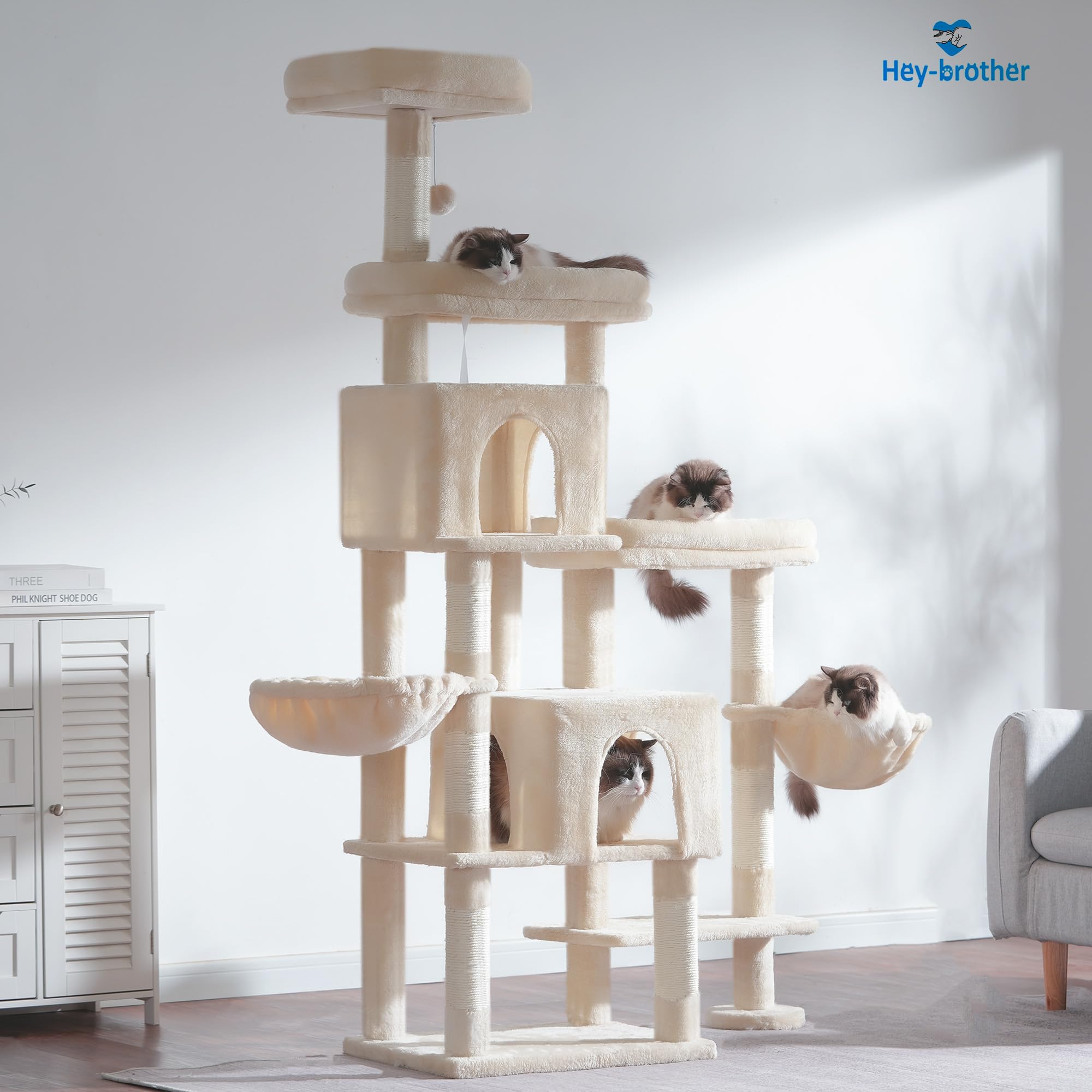 Hey-brother cat tree ball-hammock combines play with cozy downtime